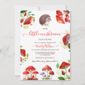 Paddestoel Rode Waterverf Bos Rustiek Baby shower Kaart (Voorkant)