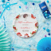 Paddestoel Rode Waterverf Bos Rustiek Baby shower Papieren Bordje (Feest)