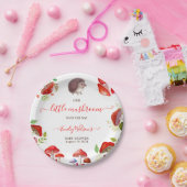 Paddestoel Rode Waterverf Bos Rustiek Baby shower Papieren Bordje (Feest)