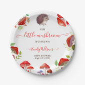 Paddestoel Rode Waterverf Bos Rustiek Baby shower Papieren Bordje (Voorkant)