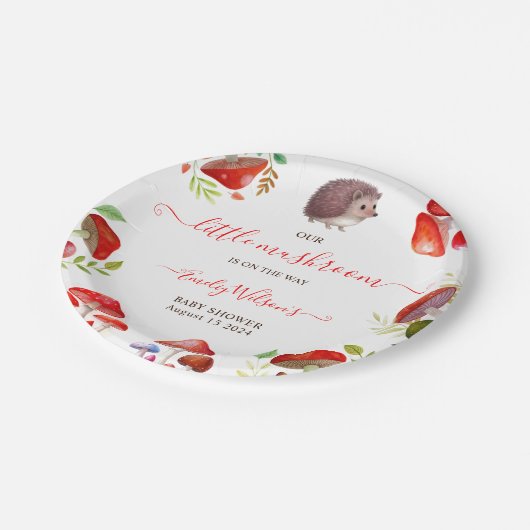 Paddestoel Rode Waterverf Bos Rustiek Baby shower Papieren Bordje (Gekanteld)