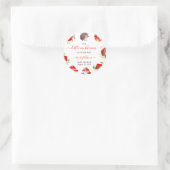 Paddestoel Rode Waterverf Bos Rustiek Baby shower Ronde Sticker (Tas)