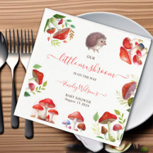 Paddestoel Rode Waterverf Bos Rustiek Baby shower