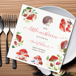 Paddestoel Rode Waterverf Bos Rustiek Baby shower Servet