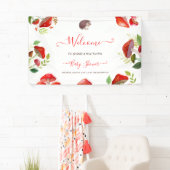 Paddestoel Rode Waterverf Bos Rustiek Baby shower Spandoek (Insitu)