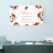 Paddestoel Rode Waterverf Bos Rustiek Baby shower Spandoek (Beurs)