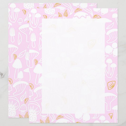 Paddestoel roze briefpapier (Voorkant / Achterkant)