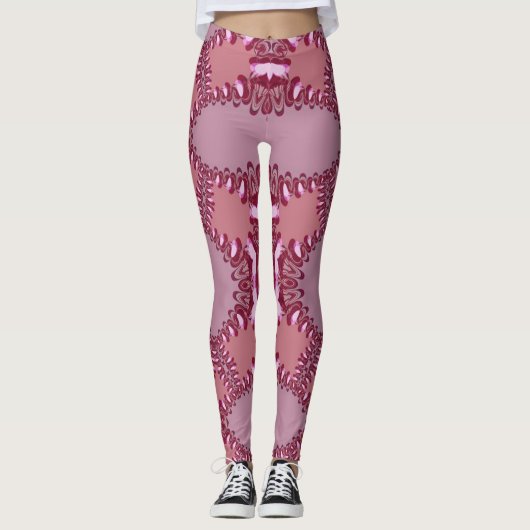 Paddestoel roze liefde fractal kant Leggings ★ Psy (Voorkant)