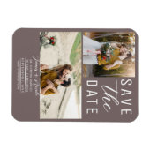 Paddestoel Taupe 2 foto's Save the Date Bruiloft Magneet (Horizontaal)