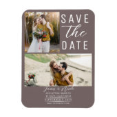 Paddestoel Taupe 2 foto's Save the Date Bruiloft Magneet (Verticaal)