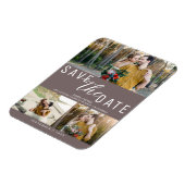 Paddestoel Taupe Bewaar de datum Bruiloft 3 Foto's Magneet (Linkerzijde)