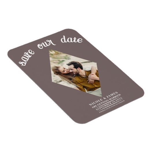 Paddestoel Taupe Foto Bruiloft Save the Date Magneet (Rechterzijde)
