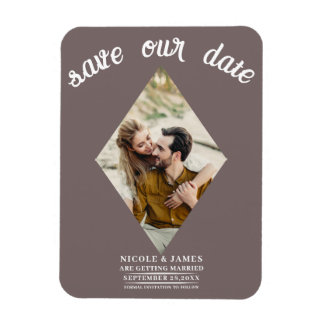 Paddestoel Taupe Foto Bruiloft Save the Date Magneet