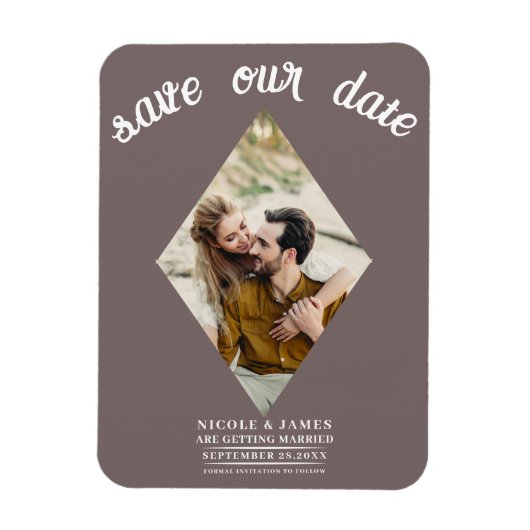 Paddestoel Taupe Foto Bruiloft Save the Date Magneet (Verticaal)