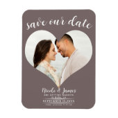 Paddestoel Taupe Hart Foto Bruiloft Save the Date Magneet (Verticaal)