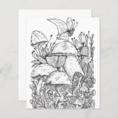 Paddestoel Tuin Vlinder Kleurplaat (Voorkant / Achterkant)