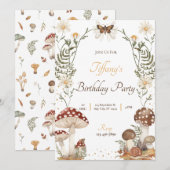 Paddestoel Verjaardag Uitnodiging (Voorkant / Achterkant)