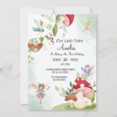 paddestoel verjaardagsfee bos waterverf kaart (Voorkant)