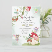 paddestoel verjaardagsfee bos waterverf kaart (Staand voorkant)