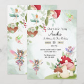 paddestoel verjaardagsfee bos waterverf kaart (Voorkant / Achterkant)