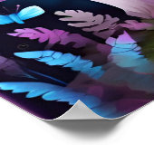 Paddestoel vlinder betoverde bos PAARSE KLEUR Poster (Hoek)