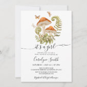 Paddestoel Vlinder en Aardbeien Baby shower Kaart (Voorkant)