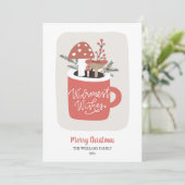 Paddestoel Warm Wensen Kerstmis Feestdagenkaart (Staand voorkant)