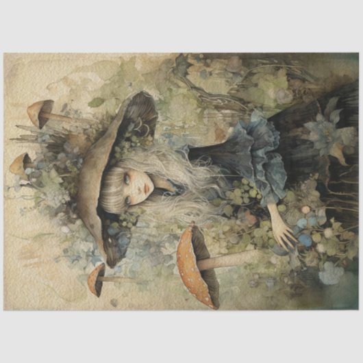 Paddestoel Whimsical Fairy Spring Forest No1 Tissuepapier (Voorkant)