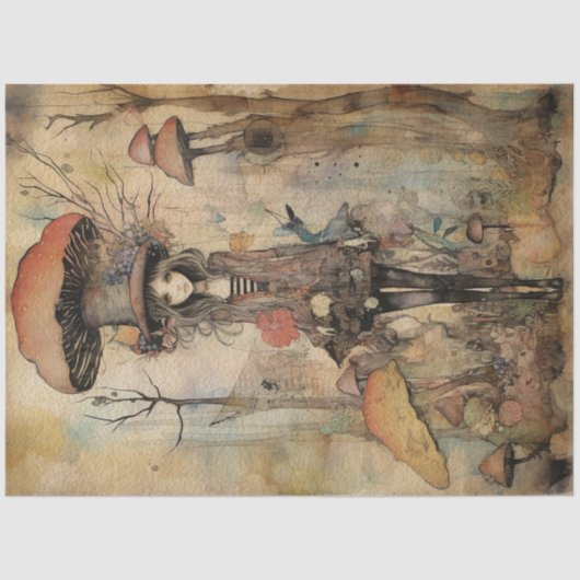 Paddestoel Whimsical Fairy Spring Forest No2 Tissuepapier (Voorkant)