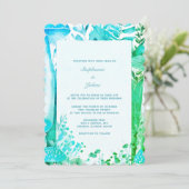 Paddestoel Woodland Blauw Groen Abstract Boho Brui Kaart (Staand voorkant)