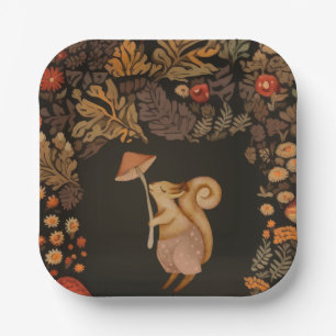Paddestoel Woodland Eekhoorn Papieren Bordje