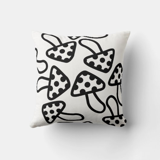 Paddestoel Zwart & Wit Sierkussen (Achterkant)
