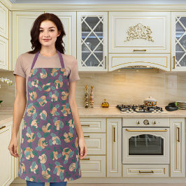 Paddestoelen en bladgroenten paarse schort