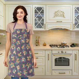 Paddestoelen en bladgroenten paarse schort