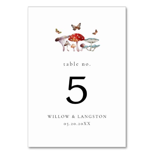 Paddestoelmot Trouwtafel nummer Kaart (Voorkant)