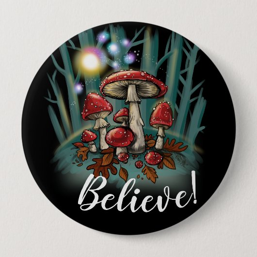 Paddestoelpaddenstoelen~ knoppen ronde button 4,0 cm (Voorkant)