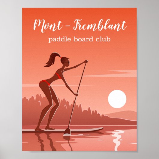 Paddle Board Bikini Girl Sunset Water Sport Lake Poster (Voorkant)