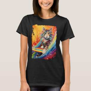 Paddle Board Pop Art Maine Coon Surfende Kat T-shirt
