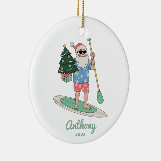 Paddle Board Santa Christmas Keramisch Ornament (Rechts)