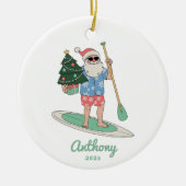 Paddle Board Santa Christmas Keramisch Ornament (Voorkant)
