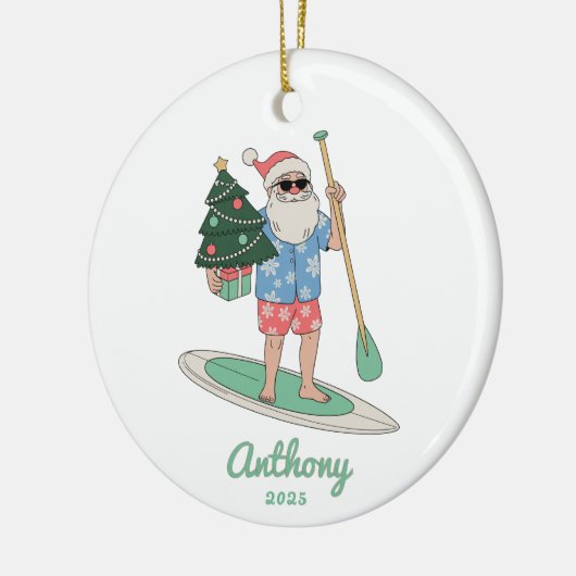 Paddle Board Santa Christmas Keramisch Ornament (Links)