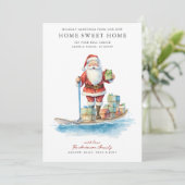 Paddle Board Santa Christmas Verhuisaankondiging Aankondiging (Staand voorkant)