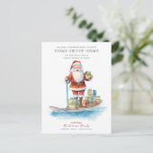 Paddle Board Santa Christmas Verhuisaankondiging Aankondigingskaart (Staand voorkant)
