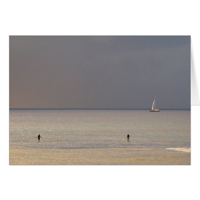 Paddle-boarders tegen zonsondergang in Maui (Voorkant Horizontaal)