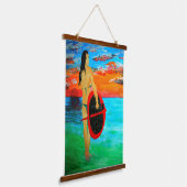 Paddle Boarding Girl & Impressionistische versie Hangend Wandkleed (Gebogen)