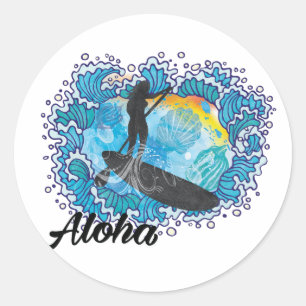 Paddle Boarding Paradise Ronde Sticker