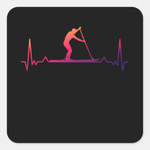 Paddle boarding SUP Heartbeat Gift Dad Vierkante Sticker