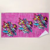 Paddle Boards en Waves Hot Pink Strandlaken (Voorkant)