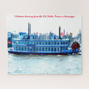 Paddle Boat Mississippi.kerstgroeten Legpuzzel