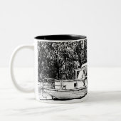 Paddle Boat op Murray River Victoria Tweekleurige Koffiemok (Links)